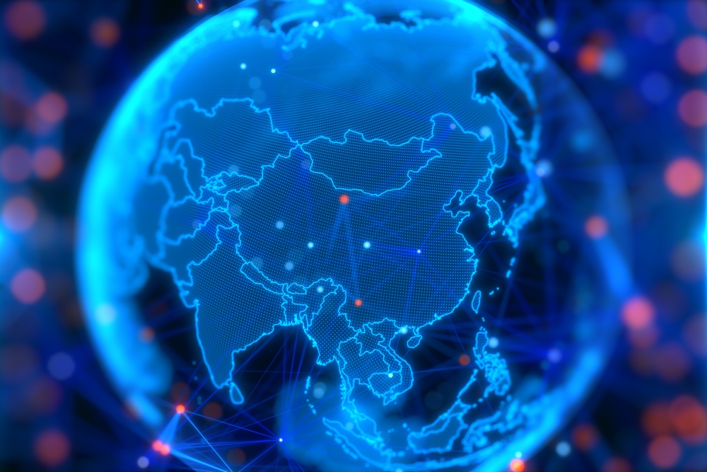 a connected world - image of globe showing multiple connected points by internernet